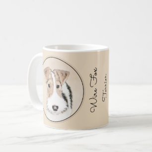 Caneca De Café Pintura do Fox Terrier do fio - arte original