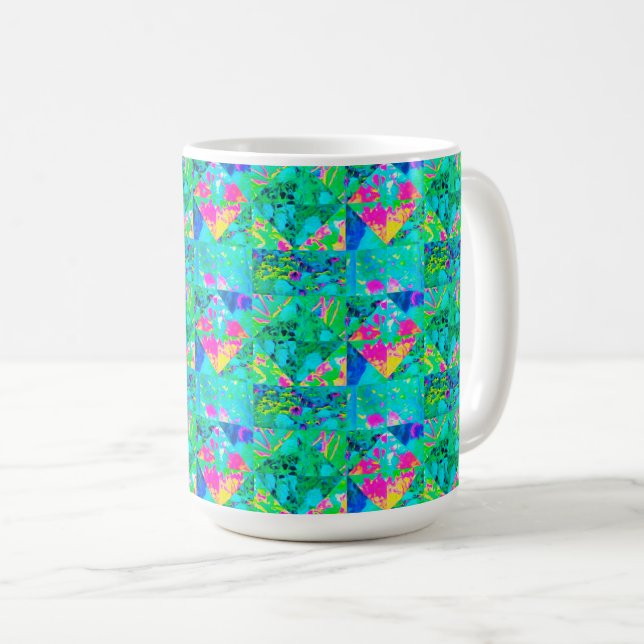 Caneca De Café Pintura do Jardim com Hydrangea e Blues (Frente Esquerda)