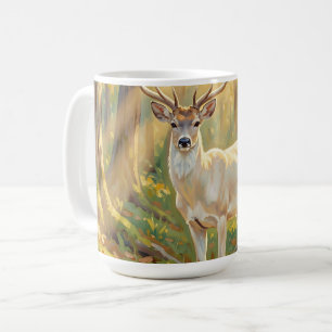 Caneca De Café Pintura do Majestoso Veado da Floresta Dourada
