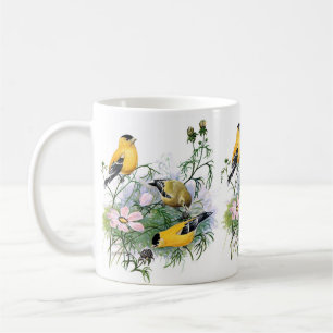 Caneca De Café Pintura do Pássaro Americano Goldfinch