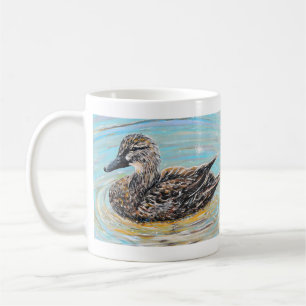 Caneca De Café Pintura do Pato de Mallard feminino