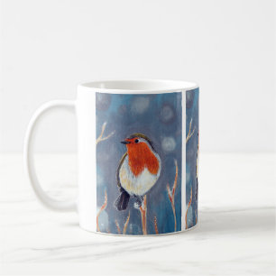 Caneca De Café Pintura do Robin do inverno