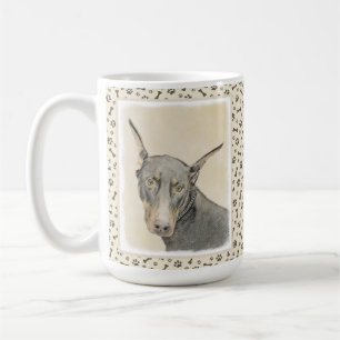 Caneca De Café Pintura Doberman Pinscher - Arte Original para Cã