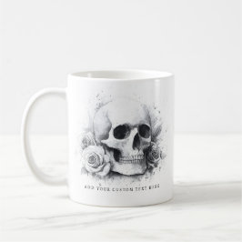 Caneca De Café Pintura em aquarela de caveira com rosas