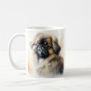 Caneca De Café Pintura em Aquarela de Pekingese