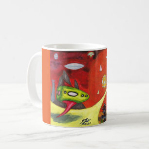 Caneca De Café Pintura em Aquarela Ficção Científica Arte Dimensi