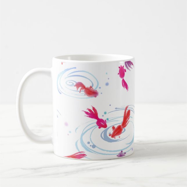 Caneca De Café Pintura em aquarela japonesa Koi Fish (Esquerda)