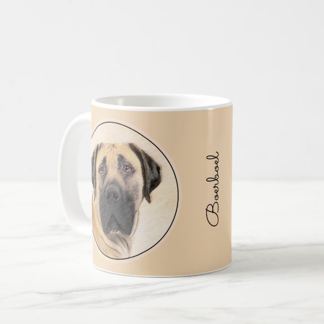 Caneca De Café Pintura em Boerboel - Arte Cachorra Original (Frente Esquerda)