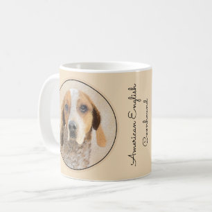 Caneca De Café Pintura em Coonhound Inglês Americano - Arte Canin