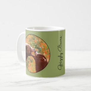 Caneca De Café Pintura em Cubo e Mãe de Urso Grizzly - Arte da Vi