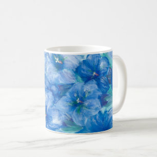 Caneca De Café Pintura em flor selvagem azul