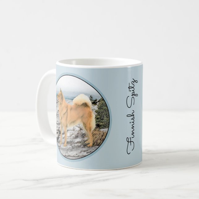 Caneca De Café Pintura em Seashore - Arte Canina (Frente Esquerda)