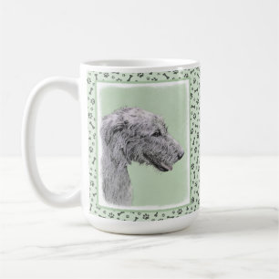Caneca De Café Pintura em Wolfhound Irlandês - Arte Cão Origina