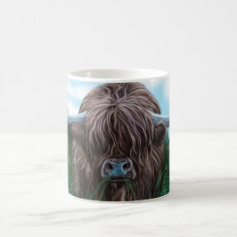 Caneca De Café Pintura escocesa da vaca das montanhas