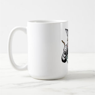 Caneca De Café pintura feita à mão de um gato comendo macarrão