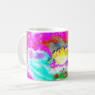 Caneca De Café Pintura floral rosa ciano abstrata elegante
