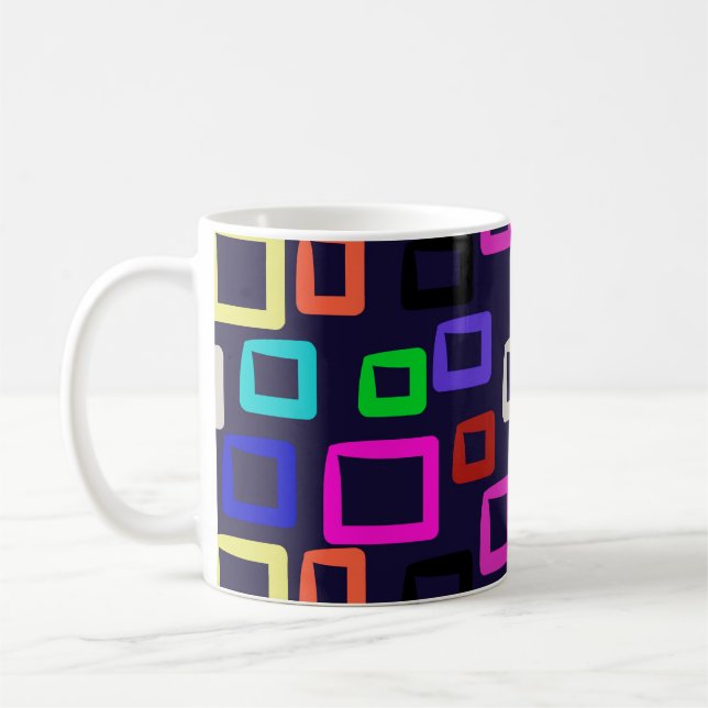 Caneca De Café Pintura geométrica quadrada, design gráfico sem co (Esquerda)