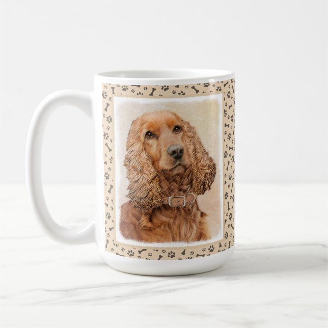 Caneca De Café Pintura Inglesa em Cocker Spaniel - Arte Original  (Esquerda)