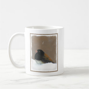 Caneca De Café Pintura Junco De Olhos Escuros - Arte De Pássaro 
