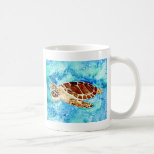 Caneca De Café pintura marinha da aguarela do sealife da