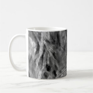 Caneca De Café Pintura moderna de óleo preto e branco do rei-leão