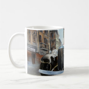 Caneca De Café Pintura na Cidade Antiga do Carro Retroativo