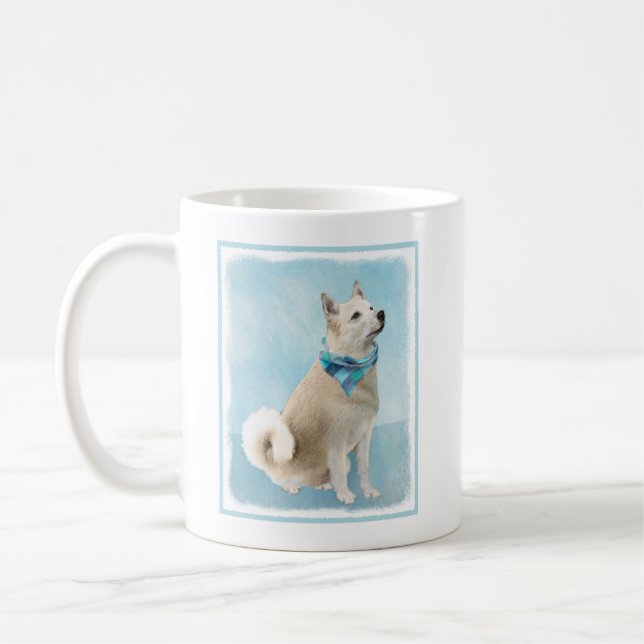 Caneca De Café Pintura Norueguesa de Buhund - Arte Cachorra Origi (Esquerda)