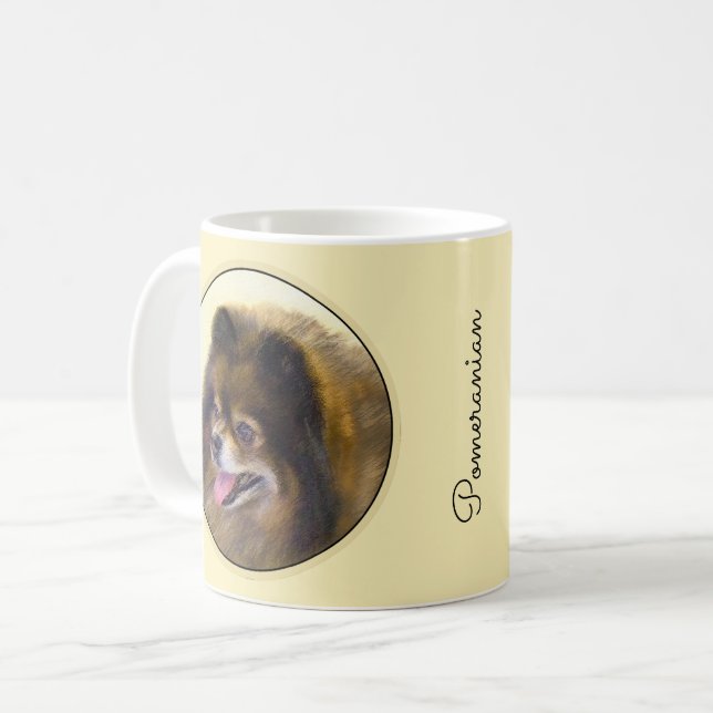Caneca De Café Pintura original de cão a preto e a bronzeado da P (Frente Esquerda)