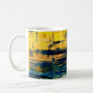 Caneca De Café pintura paisagística de abstrato, analfabetismo de