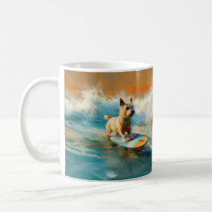 Caneca De Café Pintura para surfar na praia do Biewer Terrier