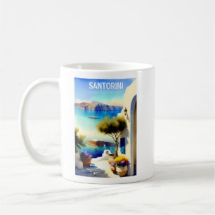 Caneca De Café Pintura para Viagem Grécia da Santorini
