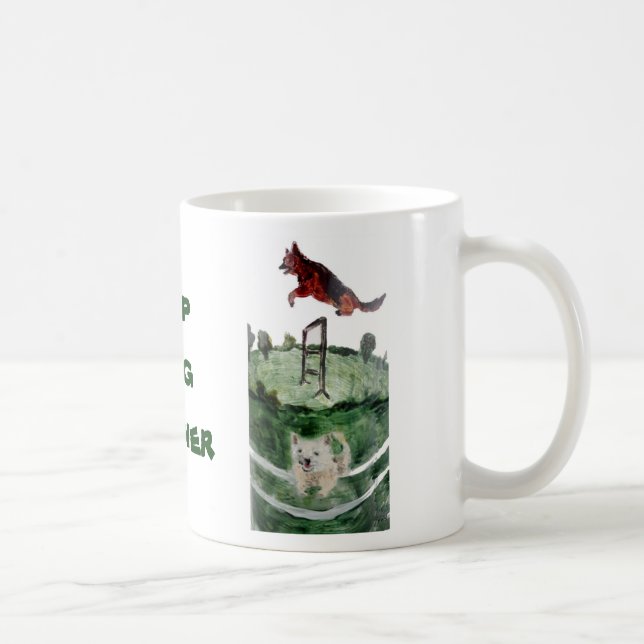Caneca De Café Pintura Personalizada de Agilidade de Cão (Direita)