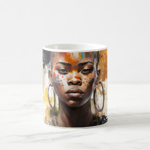Caneca De Café Pintura Por Aquarela, Lindas Mulheres Africanas
