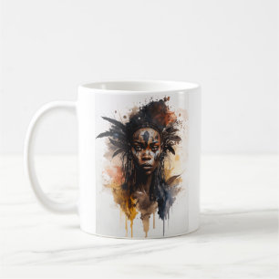 Caneca De Café Pintura Por Aquarela, Lindas Mulheres Africanas