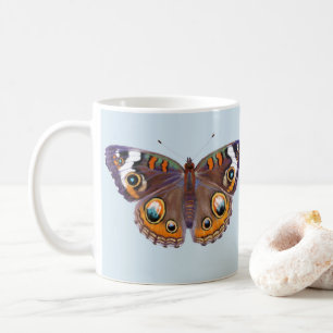 Caneca De Café Pintura Realista da Borboleta Azul Comum Buckeye B