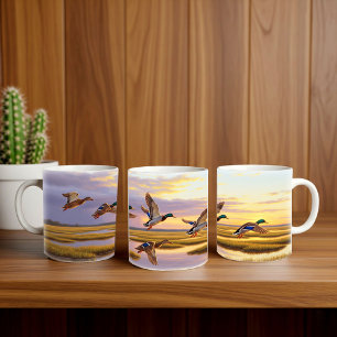 Caneca De Café Pintura Realista de Canvas Wildlife Mallard