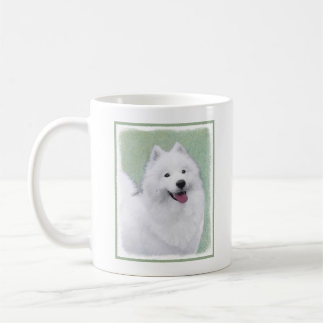 Caneca De Café Pintura Samoyed - Arte Cachorosa Original (Esquerda)