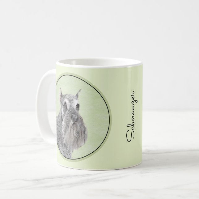 Caneca De Café Pintura Schnauzer (Giant, Standard) - Arte Canina (Frente Esquerda)