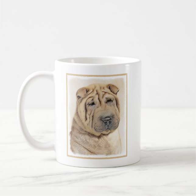 Caneca De Café Pintura Shar Pei - Arte Cachorra Original (Esquerda)