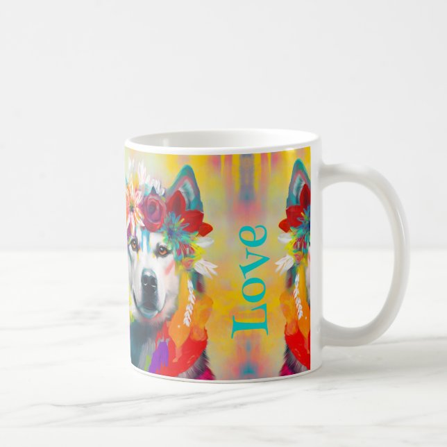 Caneca De Café Pintura Siberian Husky (Direita)