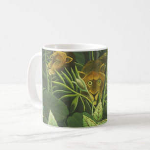 Caneca De Café Pintura Tropical do Leão da Selva Rousseau