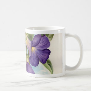 Caneca De Café Pintura tropical roxa da flor - multi