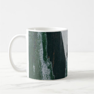 Caneca De Café Pintura verde, preta e bege