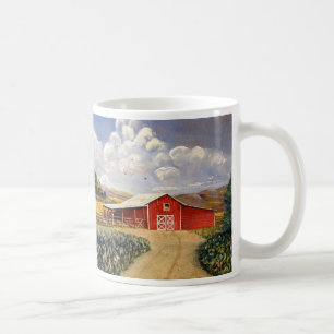 Caneca De Café Pintura vermelha das belas artes da fazenda de