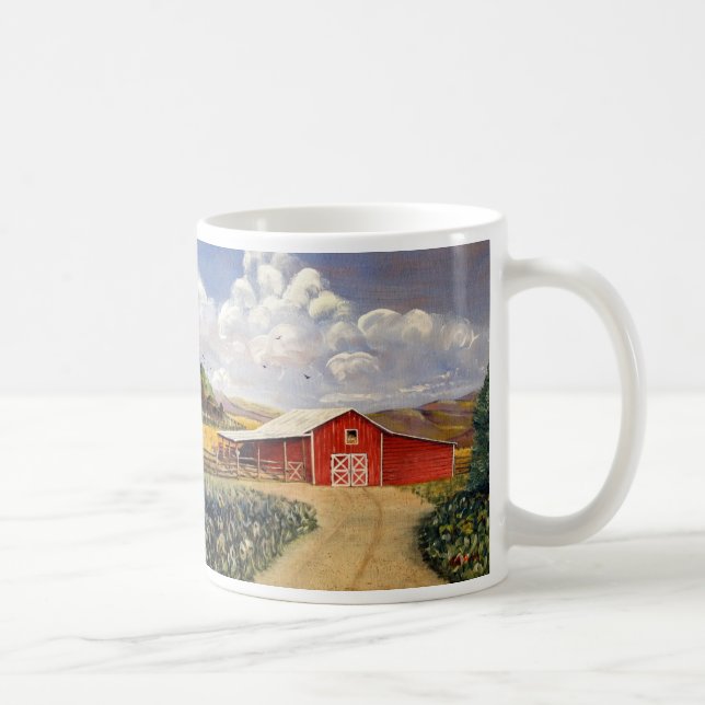 Caneca De Café Pintura vermelha das belas artes da fazenda de (Direita)