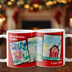 Caneca De Café Pinturas Arte Personalizada Desenhos de Natal verm