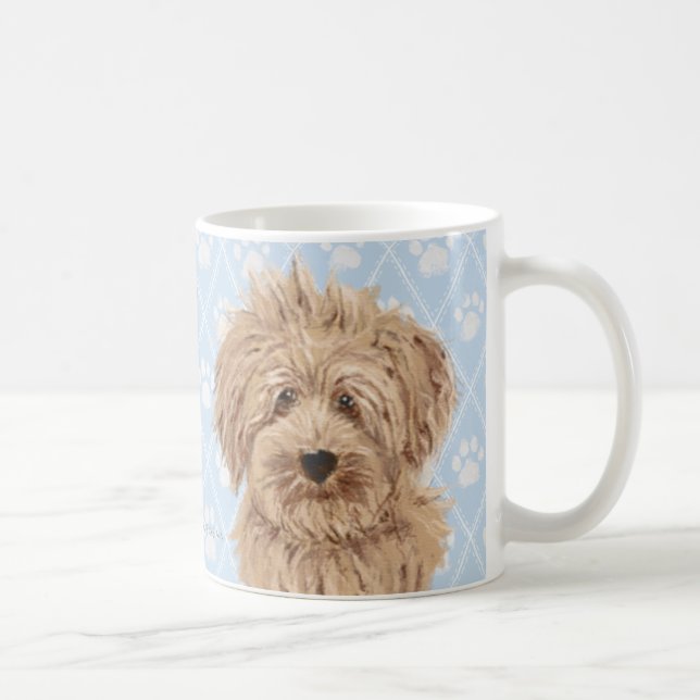 Caneca De Café Pinturas do cão de Labradoodle/amor de (Direita)