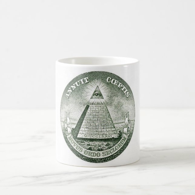 Caneca De Café Pirâmide de Illuminati do Freemason da nota de (Centro)