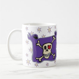 Caneca De Café Pirata: Bandeira dos ossos do crânio e da cruz com