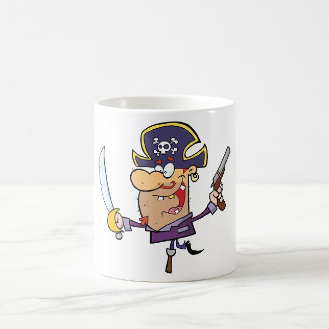 Caneca De Café Pirata de Desenho Animado com Espada e Pistola (Criador carregado)